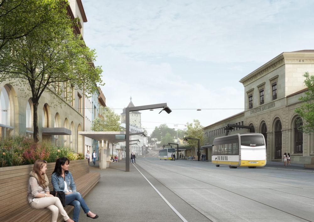 Visualisierung Bahnhofplatz von Stadtseite her